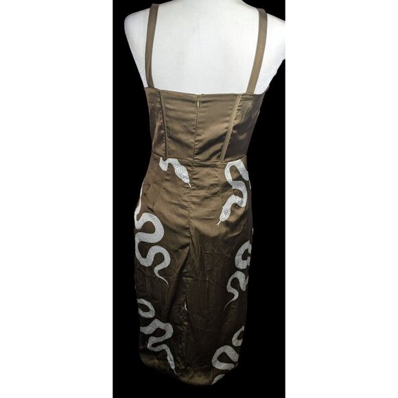 Averie Brown And White Snake Dress With Corset Bodice - Picture 2 of 9